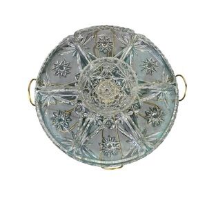 MCM Anchor Hocking Prescut Star of David 9 Piece Glass Lazy Susan